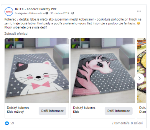 Ukázka remarketingových kampaní na Facebooku