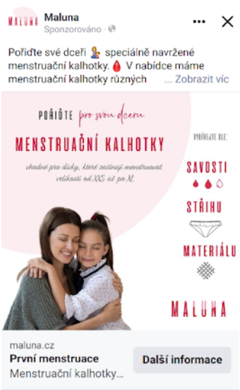 Menstruační kalhotky pro svou dceru