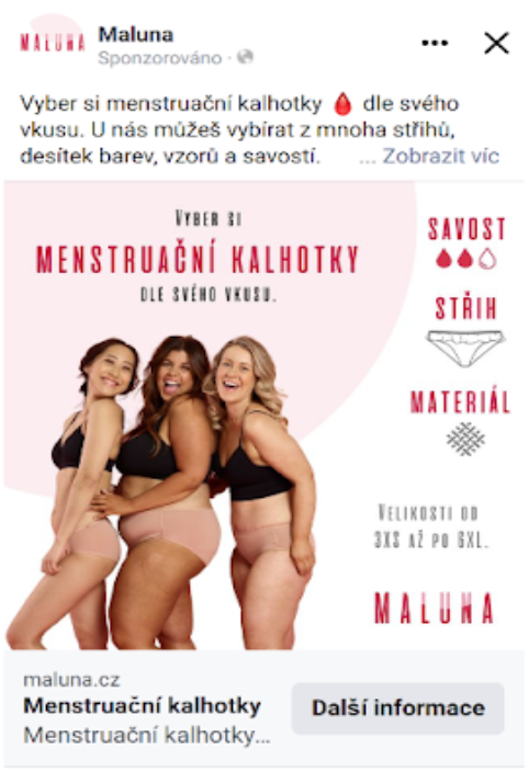 Druhy menstruačních kalhotek