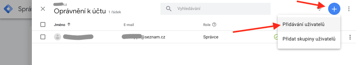 Přidávání uživatelů