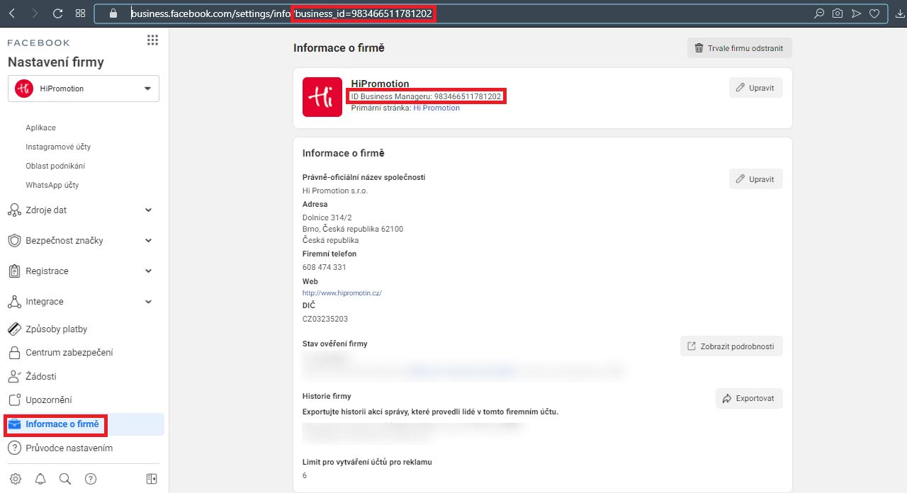 Jak zjistit Business ID