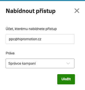 Udělit přístup sklik