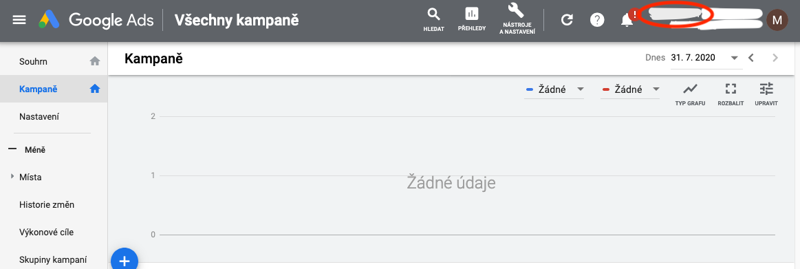 Jednotlivé kroky pro AdWords