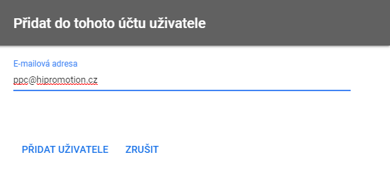 Vyplnit login a přidat uživatele