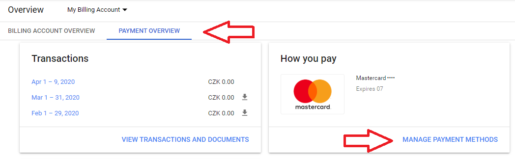 manage payment methods